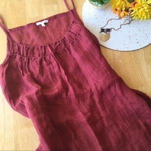 Eileen Fisher sheer linen cami dress in rust